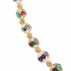 Vintage Czech pendant necklace rainbow foil saphiret glass beads