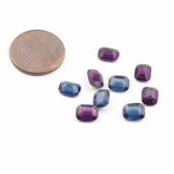 Lot (8) 7x6mm Czech Vintage rectangle faceted purple amethyst glass rhinestones