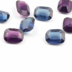 Lot (8) 7x6mm Czech Vintage rectangle faceted purple amethyst glass rhinestones