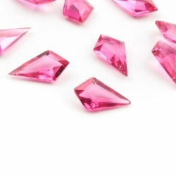 Lot (9) 12x6mm Czech Vintage kite faceted cranberry pink glass rhinestones