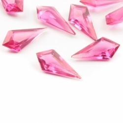 Lot (8) 10x5mm Czech Vintage kite faceted cranberry pink glass rhinestones