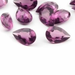 Lot (13) 9x6mm Czech Vintage teardrop faceted cranberry pink glass rhinestones