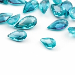 Lot (24) Czech Vintage teardrop faceted dark aqua blue glass rhinestones