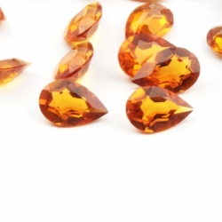 Lot (18) 9x6mm Czech Vintage teardrop faceted topaz glass rhinestones