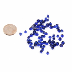 Lot (75) Czech vintage sapphire blue high domed micro glass cabochons
