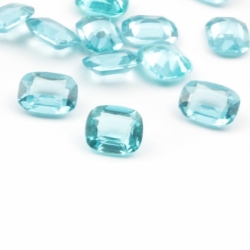 Lot (13) 7x6mm Czech Vintage rectangle faceted aqua blue glass rhinestones