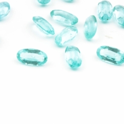 Lot (16) 6x3mm Czech Vintage oval faceted light aqua blue glass rhinestones