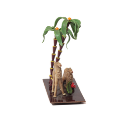Vintage Czech lampwork glass "camels under palm trees" ornament figurine. Jaroslav Brychta