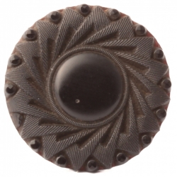 Antique Victorian Czech black geometric spiral glass button 23mm