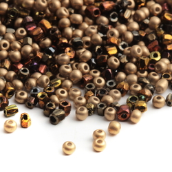 Lot (24000) vintage Czech pale bronze rondelle metallic faceted glass seed beads 1-2mm