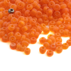 Lot Vintage Czech frost orange rondelle glass seed beads (900) 2-3mm