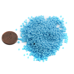 Lot 1920's vintage Czech pale blue rondelle glass seed beads (1100) 0.5-2mm