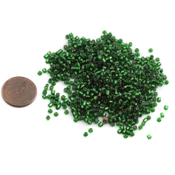 Lot vintage Czech silver lined Emerald green rondelle and hex glass seed beads (900) 2-3 mm