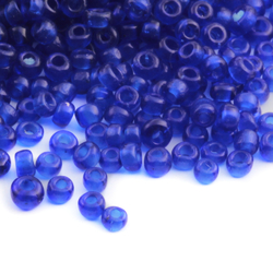 Lot vintage Czech transparent sapphire blue micro glass seed beads (1200) 0.5-1.5mm