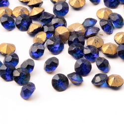 Lot (125) 6.5mm Czech antique foiled cobalt blue glass rhinestones