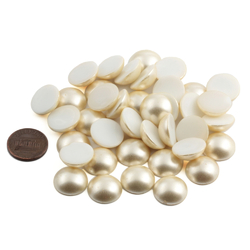 Lot (39) Czech vintage pearl coated white round glass cabochons 16mm