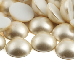 Lot (39) Czech vintage pearl coated white round glass cabochons 16mm