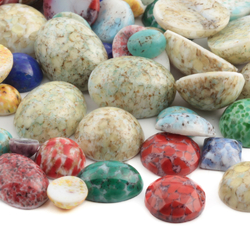 75 Czech vintage assorted matrix marble lapis glass cabochons