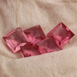 5 Czech antique vintage rose pink square glass rhinestones 10mm