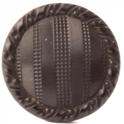 Antique Victorian Czech geometric stripes black glass button 23mm