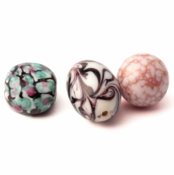 Lot (3) vintage Czech matrix abstract satin marble lampwork glass beads