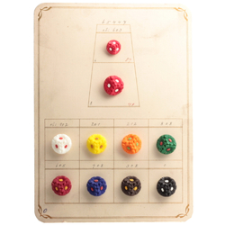 Glass button sample card (10) Art Deco Czech vintage hand painted matte glass flower buttons