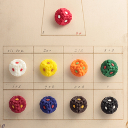 Glass button sample card (10) Art Deco Czech vintage hand painted matte glass flower buttons