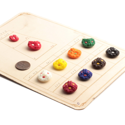 Glass button sample card (10) Art Deco Czech vintage hand painted matte glass flower buttons