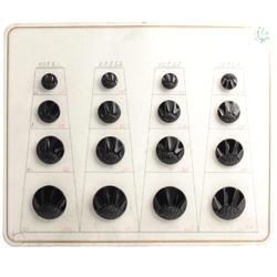 Glass button sample card (16) Art Deco Czech vintage black glass buttons