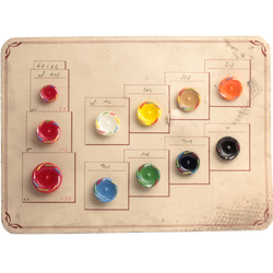 Glass button sample card (11) Art Deco Czech vintage hand painted rope edge buttons