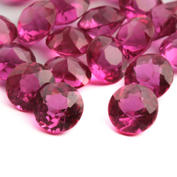 Lot (52) vintage Czech cranberry pink glass rhinestones 8mm