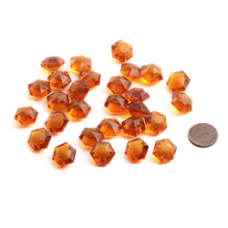 Large Czech antique vintage hexagon faceted amber topaz glass rhinestone 14mm (1 piece)