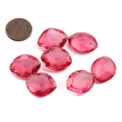 Large Czech antique vintage oval eye faceted cranberry pink glass rhinestone 22x17mm (1 piece)