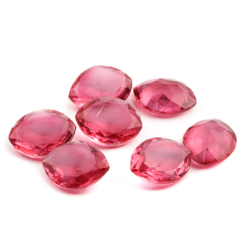 Large Czech antique vintage oval eye faceted cranberry pink glass rhinestone 22x17mm (1 piece)