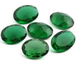 Large Czech antique vintage oval faceted Emerald green glass rhinestone 22x16mm (1 piece)