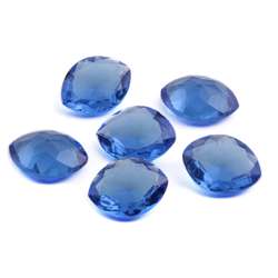 Large Czech antique vintage oval eye faceted sapphire blue glass rhinestone 22x17mm (1 piece)