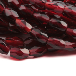 Hank (800) Austrian D.S vintage ruby red oval faceted glass beads 7mm