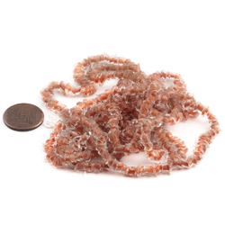 Lot (500+) Czech vintage salmon pink lined oblique cut clear chip glass beads