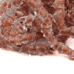 Lot (500+) Czech vintage salmon pink lined oblique cut clear chip glass beads