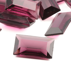 Large Czech antique vintage rectangle faceted amethyst pink glass rhinestone 21x12mm (1 piece)