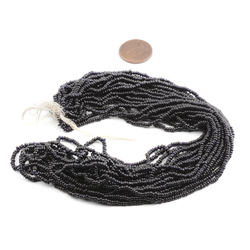 Hank (3800) Vintage Czech black rondelle micro seed beads 19 beads per inch