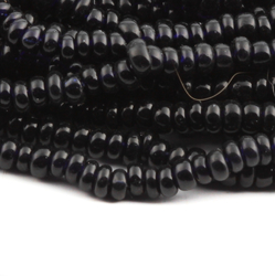 Hank (3800) Vintage Czech black rondelle micro seed beads 19 beads per inch