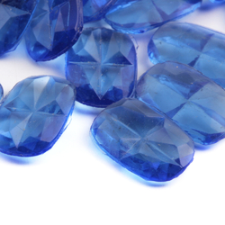 Lot (53) Czech vintage sapphire blue geometric rectangle glass rhinestones 12x8mm