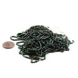 Lot (3000) Vintage Czech peacock metallic faceted seed beads 15 beads per inch
