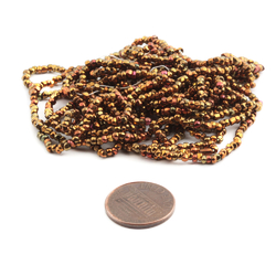Hank (1200) Vintage Czech bronze metallic faceted seed beads 17 beads per inch
