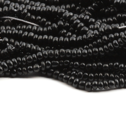 Hank (3900) Vintage Czech black rondelle micro seed beads 21 beads per inch