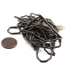 Hank (280) Czech vintage gunmetal metallic bugle glass beads 7mm