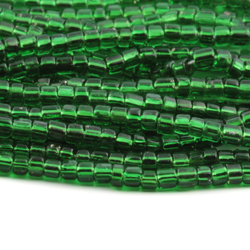 Hank (3200) Vintage Czech silver lined green rondelle seed beads 16 beads per inch