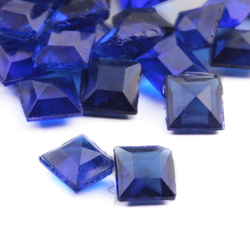 Lot (117) Czech vintage sapphire blue square glass rhinestones 6mm