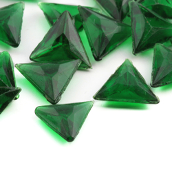 Lot (30) Czech vintage Emerald green triangle glass rhinestones 10mm